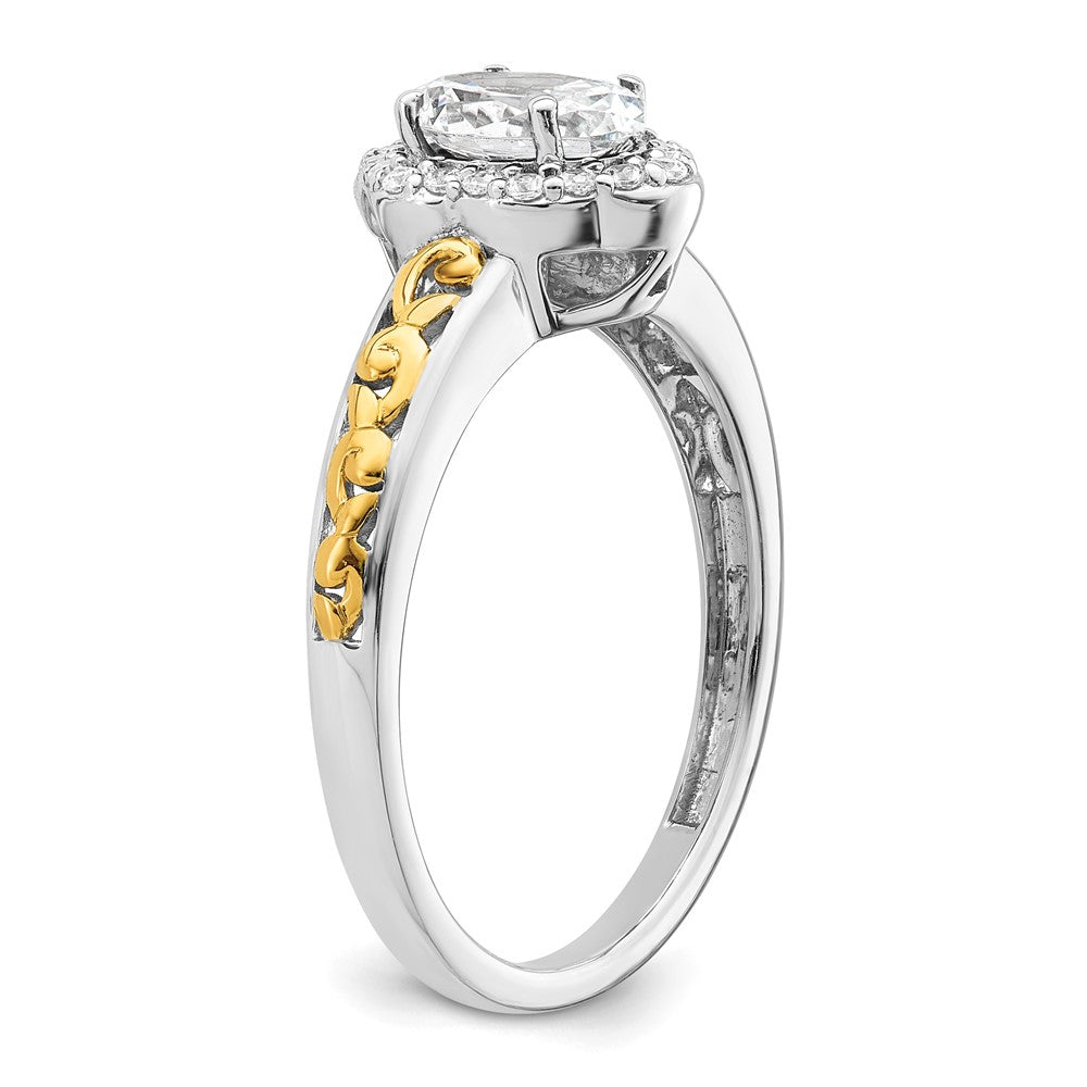 14k Two-tone Oval Vintage Halo Semi-Mount Engagement Ring