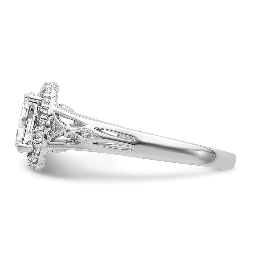 14k White Gold Oval Halo Semi-Mount Engagement Ring