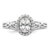 14k White Gold Oval Halo Semi-Mount Engagement Ring