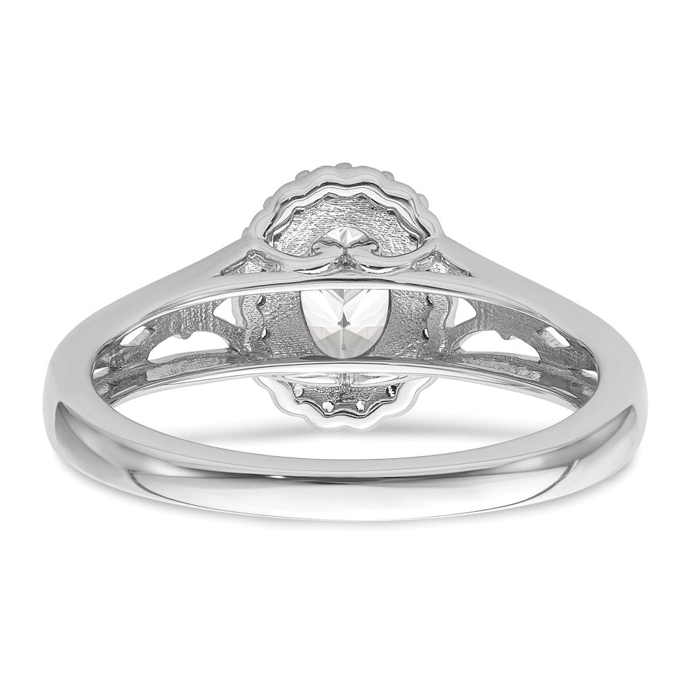 14k White Gold Oval Halo Semi-Mount Engagement Ring