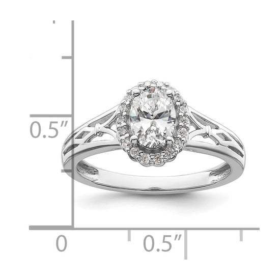 14k White Gold Oval Halo Semi-Mount Engagement Ring