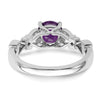 14k White Gold Polished Amethyst and Diamond Ring