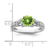 14k White Gold Polished Peridot and Diamond Ring