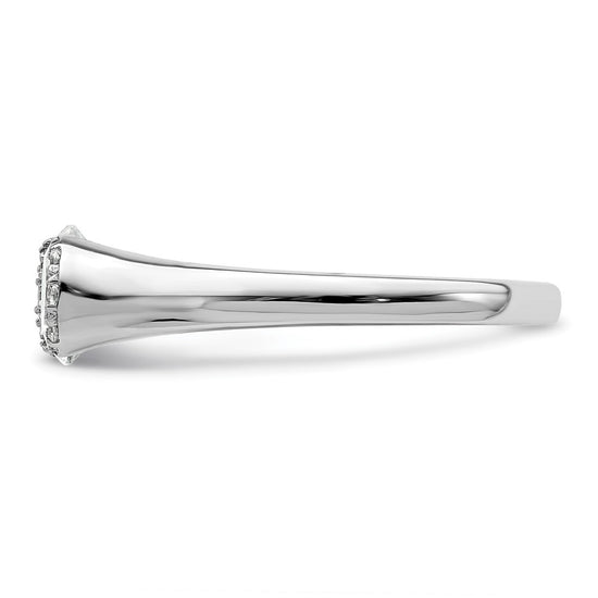 14k White Gold (Holds 1 carat (6.40 mm) Round) Half-Bezel with 1/20 carat Diamond Semi-Mount Engagement Ring