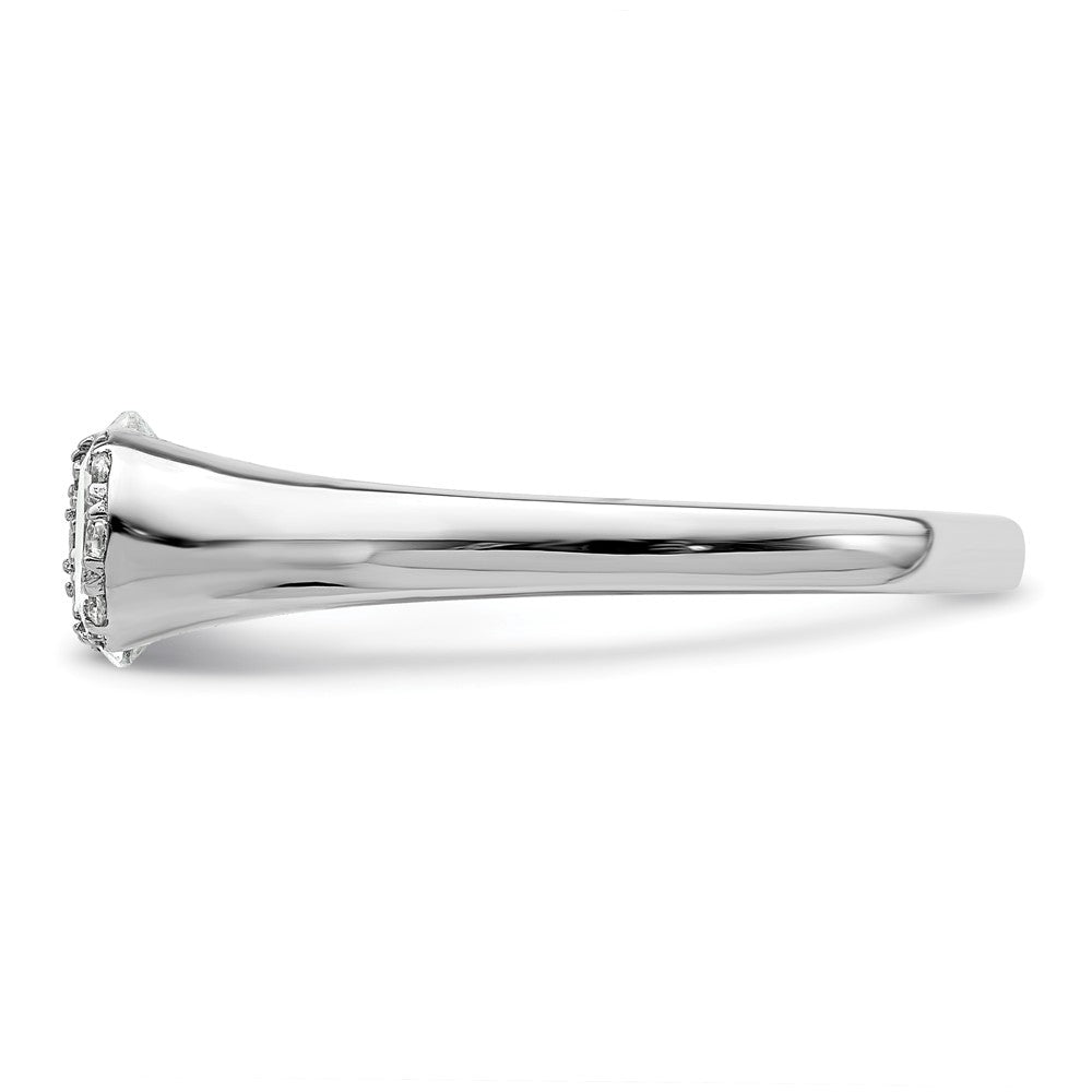 14k White Gold (Holds 1 carat (6.40 mm) Round) Half-Bezel with 1/20 carat Diamond Semi-Mount Engagement Ring