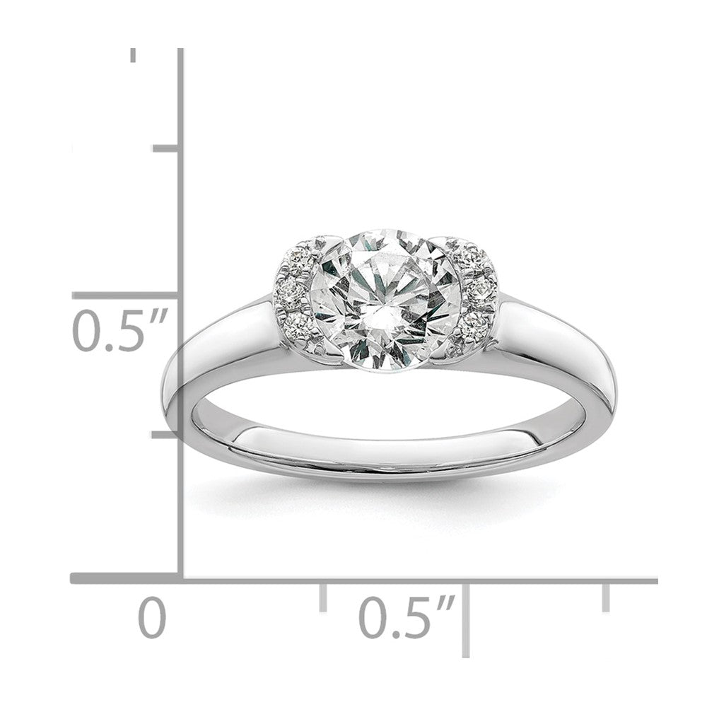 14k White Gold (Holds 1 carat (6.40 mm) Round) Half-Bezel with 1/20 carat Diamond Semi-Mount Engagement Ring
