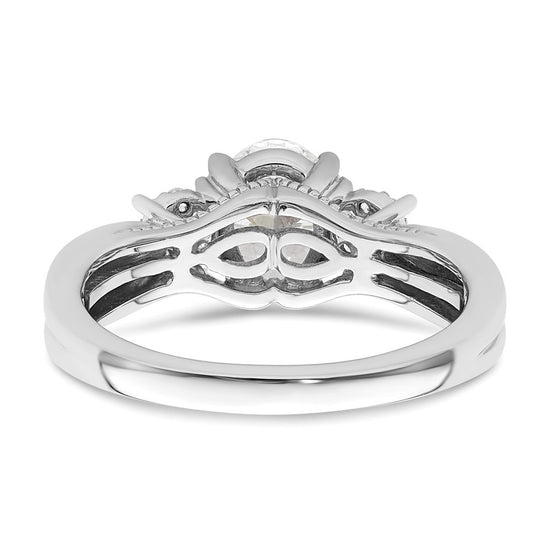 14k White Gold 1/8 carat Lab Grown Diamond VS/SI+ G+ 1 carat Center Oval Semi Mount Engagement Ring