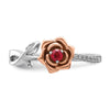 14K Two-tone White and Rose Gold Ruby and Diamond Flower Size 7 Ring