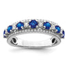 14k White Gold Polished Sapphire and Diamond Ring