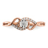 14k Rose Gold Polished 1/8 carat Diamond Side Hearts Ring