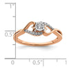 14k Rose Gold Polished 1/8 carat Diamond Side Hearts Ring