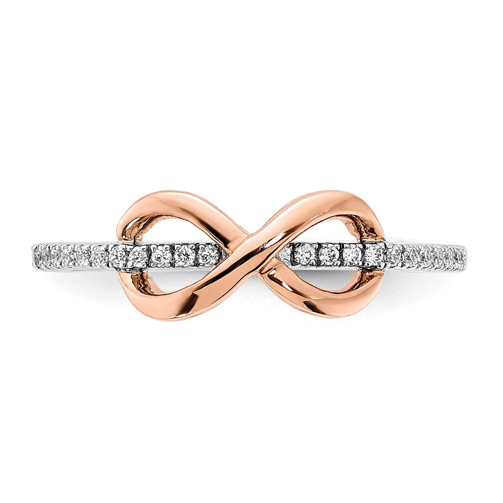 14k Two-tone White and Rose Polished Infinity 1/10 carat Diamond Ring