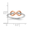 14k Two-tone White and Rose Polished Infinity 1/10 carat Diamond Ring