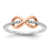 14k Two-tone White and Rose Polished Infinity 1/10 carat Diamond Ring
