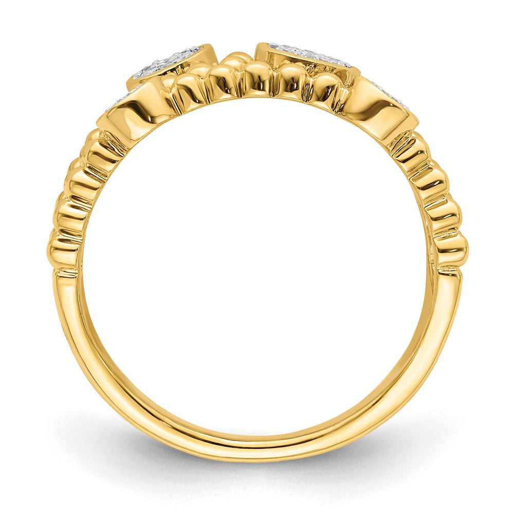 14k Polished 1/8 carat Diamond Pave Circles Multi-band Ring