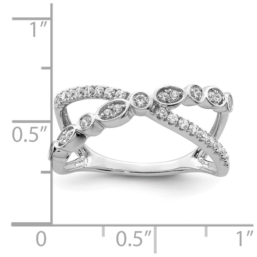 14k White Gold Polished 1/3 carat Diamond Criss Cross Ring