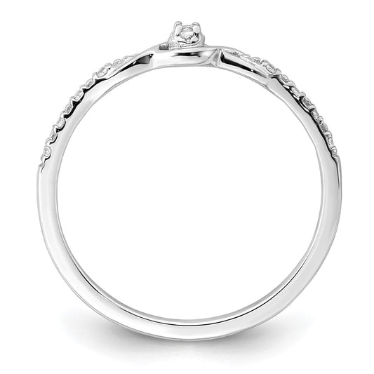 14k White Gold Polished Fancy 1/20 carat Diamond Ring