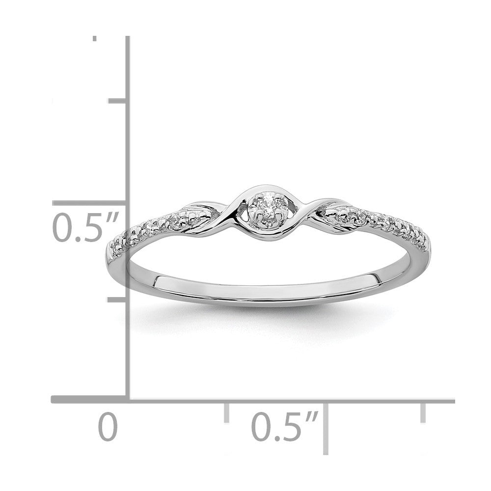 14k White Gold Polished Fancy 1/20 carat Diamond Ring