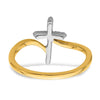 14k Two-tone Polished 1/20 carat Diamond Cross Ring