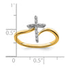 14k Two-tone Polished 1/20 carat Diamond Cross Ring