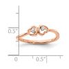 14k Rose Gold Polished 1/20 carat Diamond Double Heart Ring