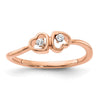 14k Rose Gold Polished 1/20 carat Diamond Double Heart Ring