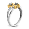 14k Two-tone Polished 1/20 carat Diamond Double Heart Ring