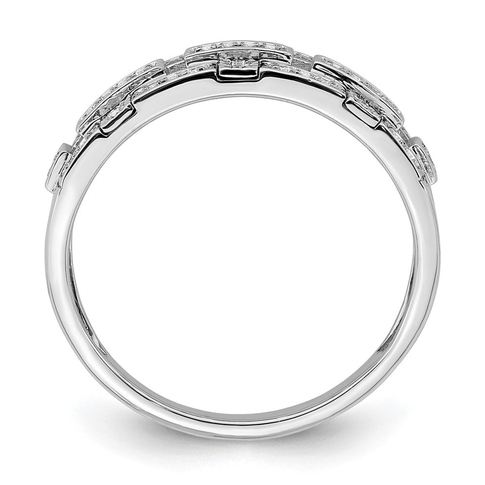 14k White Gold Polished 1/6 carat Diamond Blocks Ring