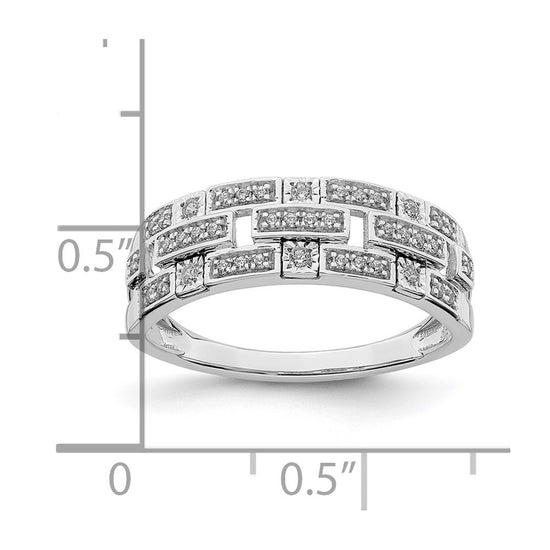 14k White Gold Polished 1/6 carat Diamond Blocks Ring