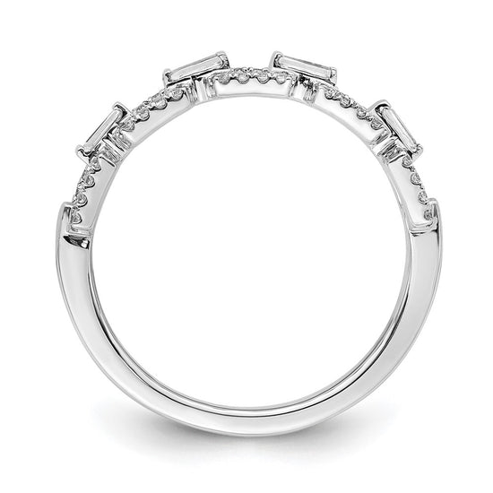 14k White Gold Polished 1/5 carat Diamond Squares Ring