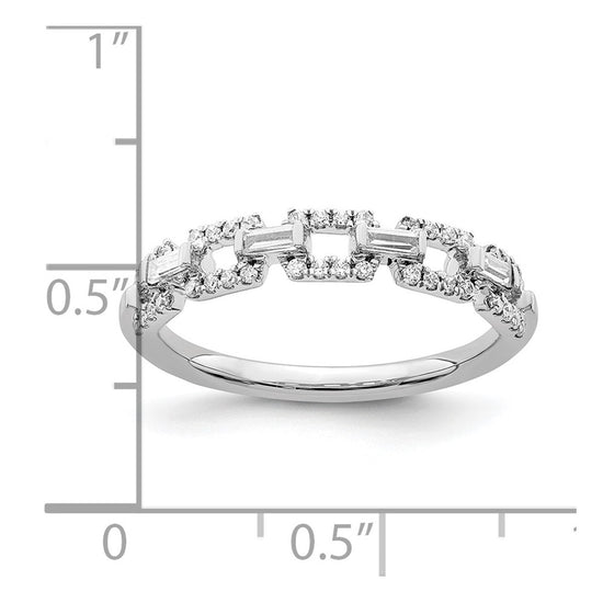 14k White Gold Polished 1/5 carat Diamond Squares Ring