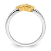 14k Two-tone Polished 1/20 carat Diamond Double Heart Ring