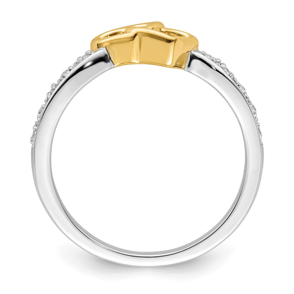 14k Two-tone Polished 1/20 carat Diamond Double Heart Ring