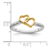 14k Two-tone Polished 1/20 carat Diamond Double Heart Ring