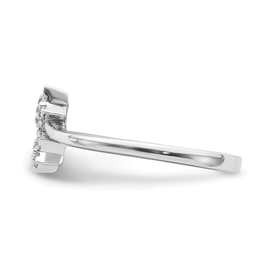 14k White Gold 1/10 carat Diamond Two Stars Bypass Ring