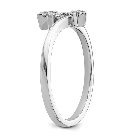 14k White Gold 1/10 carat Diamond Two Stars Bypass Ring