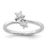 14k White Gold 1/10 carat Diamond Two Stars Bypass Ring