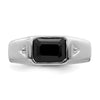 14k White Gold Polished & Satin Onyx & Diamond Mens Ring