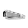 14k White Gold Polished and Satin 10.5x8.2mm Barrel Onyx and Diamond Mens Ring