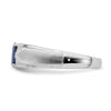14k White Gold Polished and Satin 7x5mm Oval Sapphire and Diamond Mens Ring