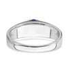 14k White Gold Polished and Satin 7x5mm Oval Sapphire and Diamond Mens Ring