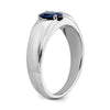 14k White Gold Polished and Satin 7x5mm Oval Sapphire and Diamond Mens Ring