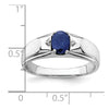 14k White Gold Polished and Satin 7x5mm Oval Sapphire and Diamond Mens Ring