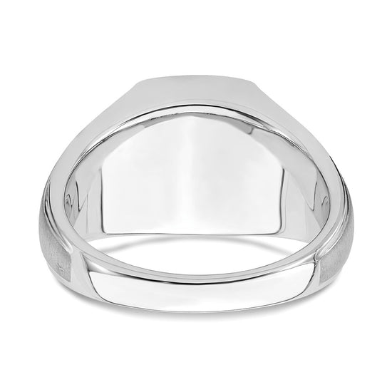 14k White Gold Polished and Satin Cushion Onyx 1/15 carat Diamond Mens Ring
