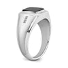 14k White Gold Polished and Satin Cushion Onyx 1/15 carat Diamond Mens Ring