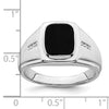 14k White Gold Polished and Satin Cushion Onyx 1/15 carat Diamond Mens Ring