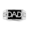 14k White Gold Polished & Satin Onyx & Diamond DAD Mens Ring