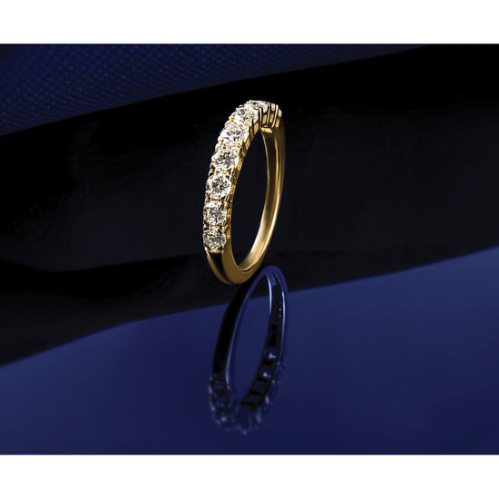 14k 1 carat Lab Grown Diamond VS/SI+ G+ Nine Stone Complete Fashion band