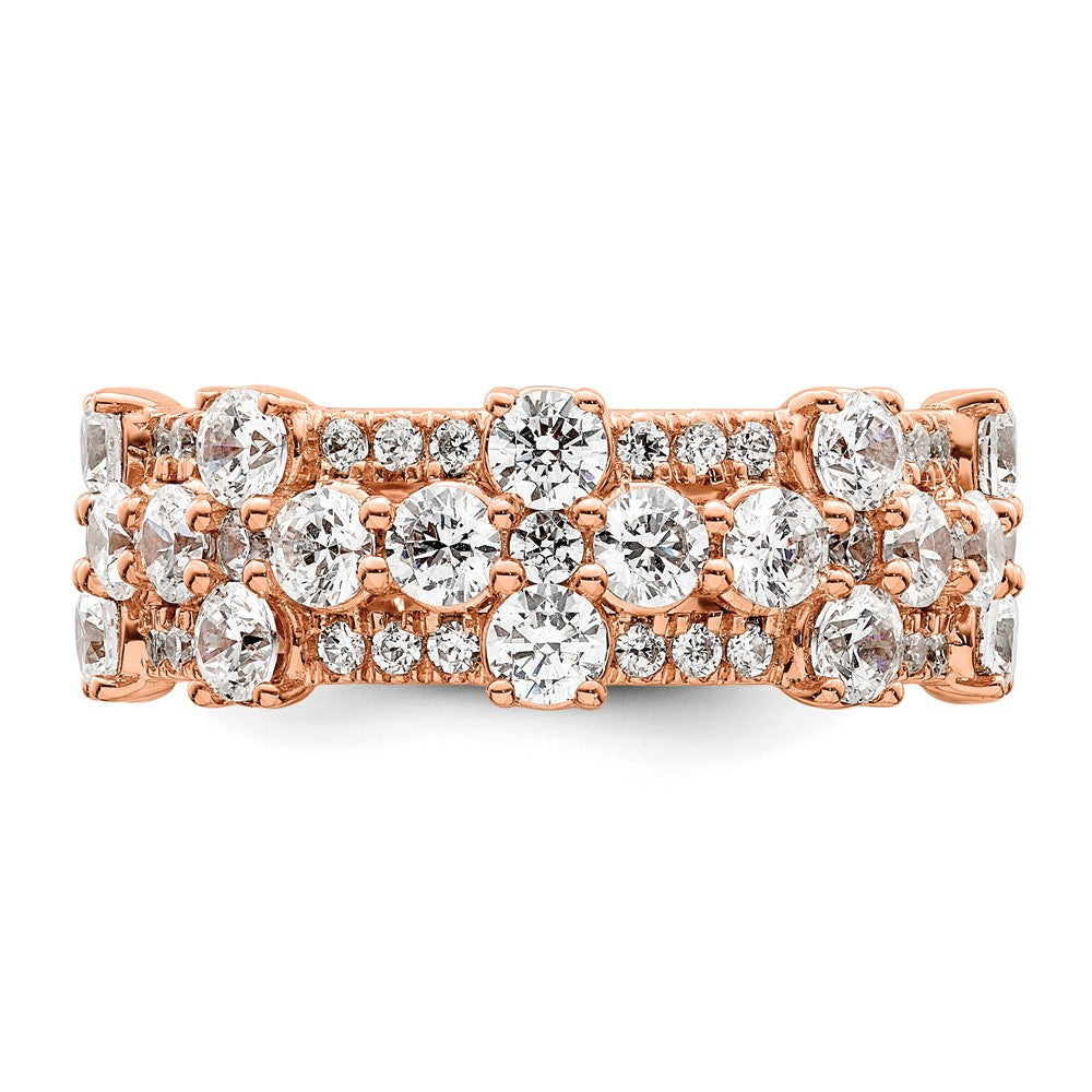 14k Rose Gold 2 1/2 carat Lab Gronw Diamond VS/SI+ G+ Complete Fashion Ring