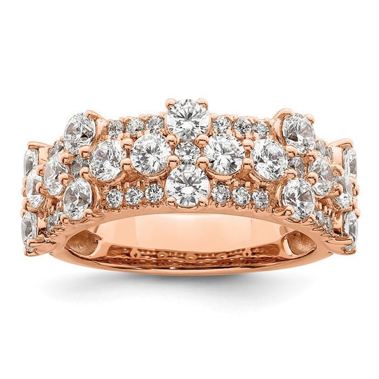 14k Rose Gold 2 1/2 carat Lab Gronw Diamond VS/SI+ G+ Complete Fashion Ring